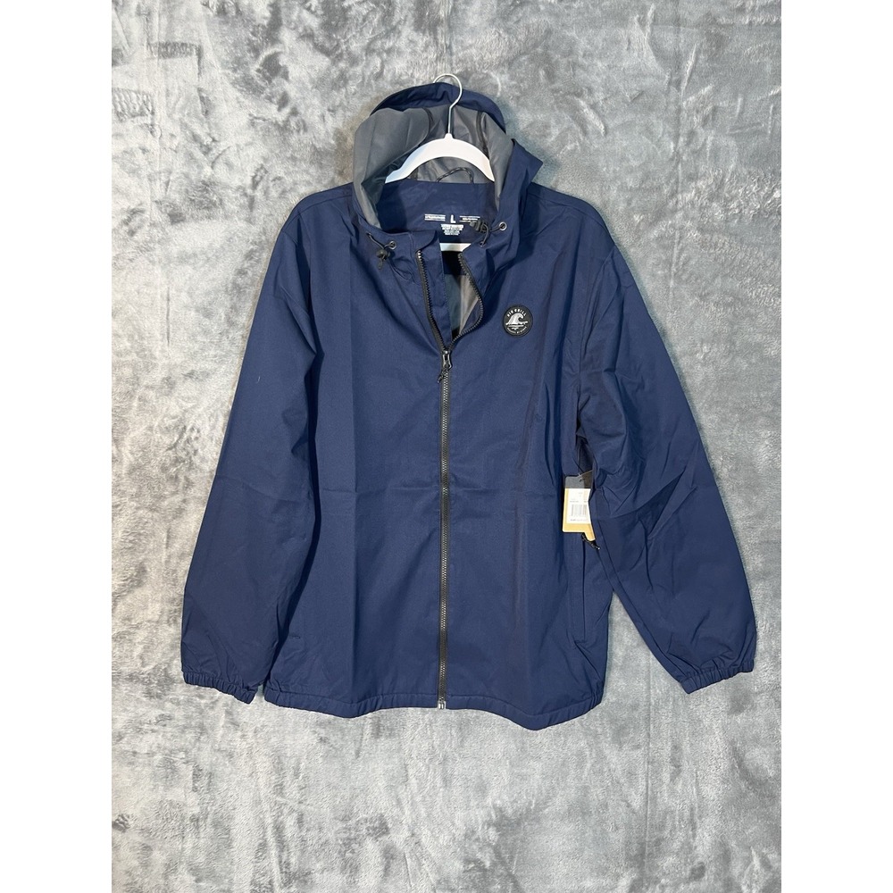 Big Chill Mens Hooded Windbreaker Jacket Navy Blue Full Zip MJR8290 NWT L